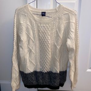 Gap sweater in white, dark grey and black.